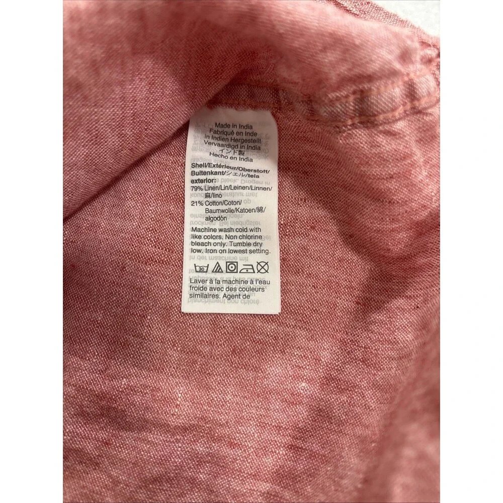 J Crew Shirt Men’s Large Pink Linen Slim Button-Down Long Sleeve